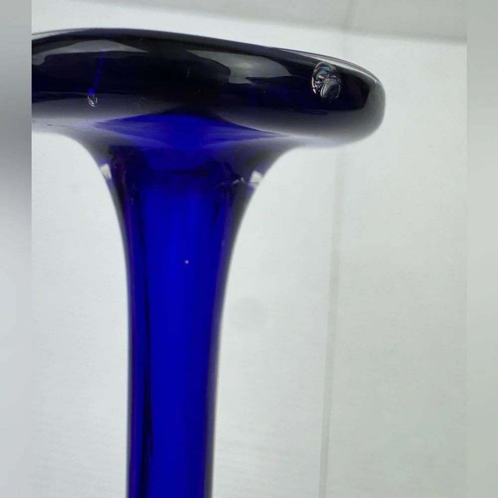 VTG Z Gallerie Veneto Sapphire Blue Glass Bud Vase 16” Teardrop Weighted Vase
